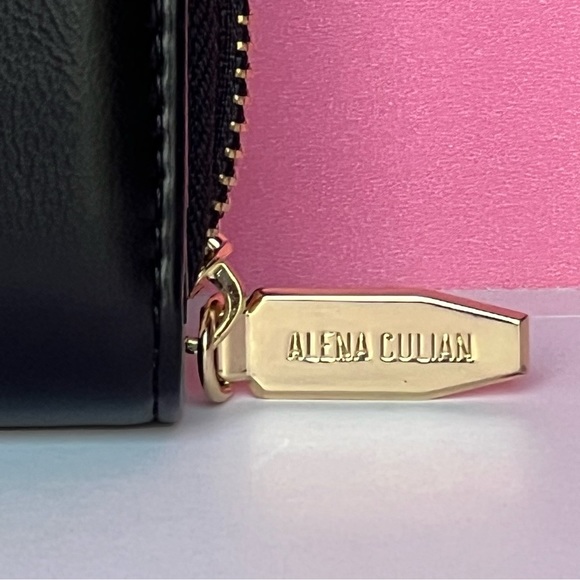 NEW! Alena Culian Faux Leather Long Wallet Wristlet Black with Dust bag - Picture 7 of 8